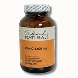 Bottle of Vital C 1,000 mg supplement by Akasha Naturals on a white background