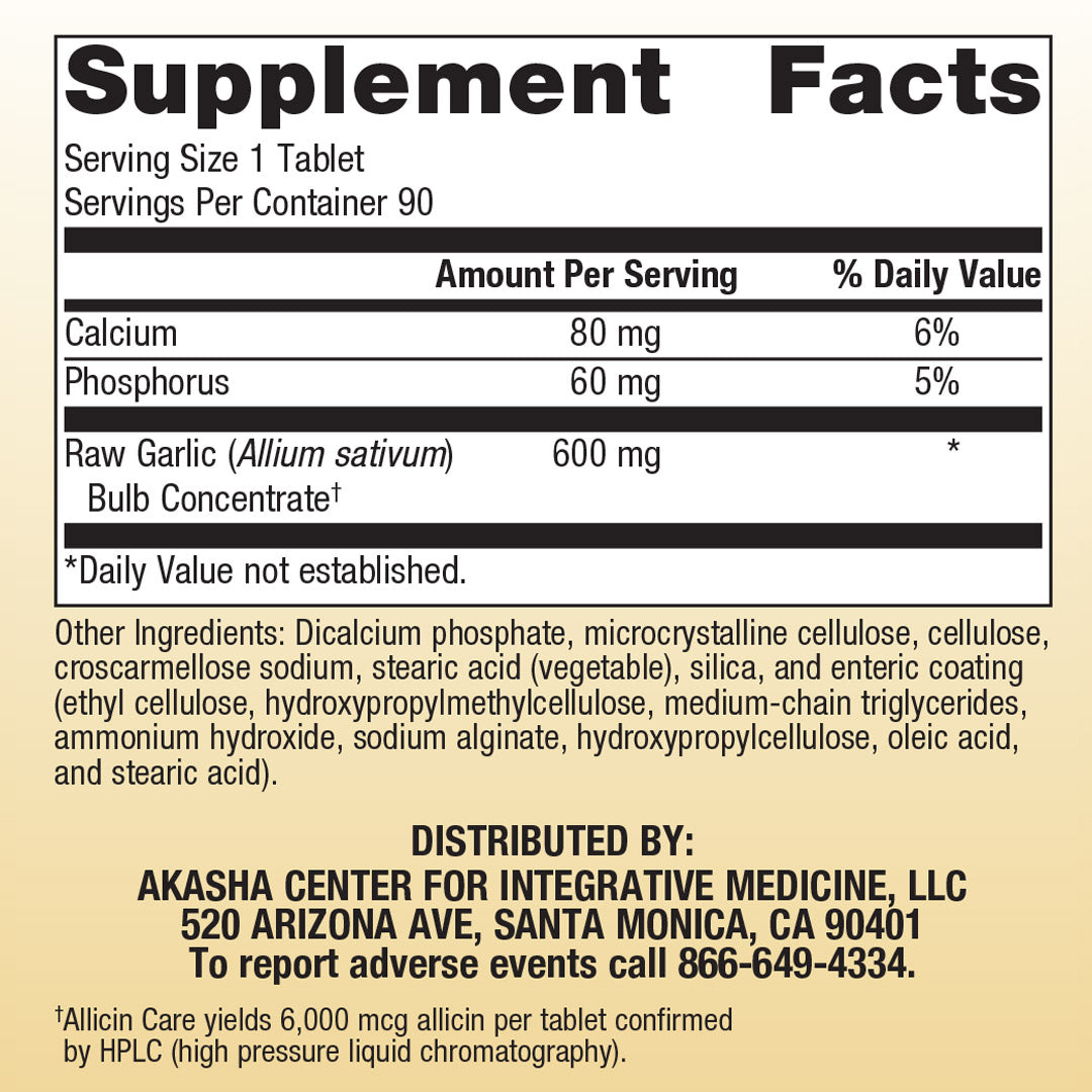 Allicin Care Supplement Facts